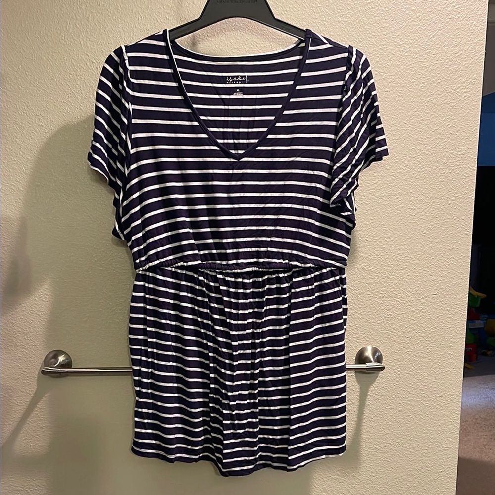 Isabel Maternity Navy Striped  Top